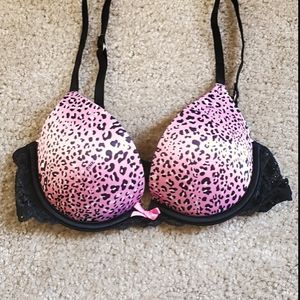 VS Pink Cheetah Print Push-Up Bra, 32B